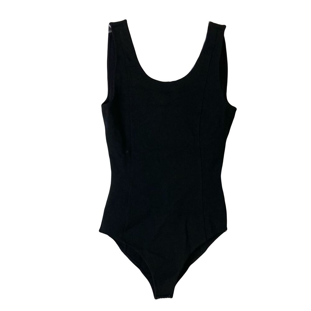 NWOT KAREN MILLEN Bodysuit UK XS/US XXS Black Open Crossback Stretch Polyamide